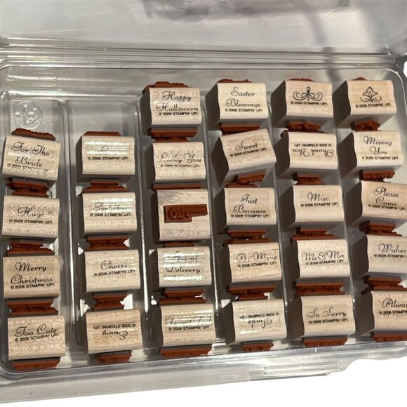 Stampin Up! Fancy Flexible Phrases Rubber Stamps Words Set Of 28 - Picture 3 of 6